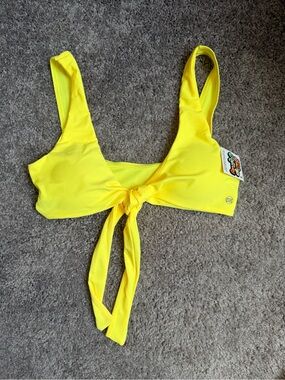 Salty Honey Bright Yellow Tie-Front Bikini Top